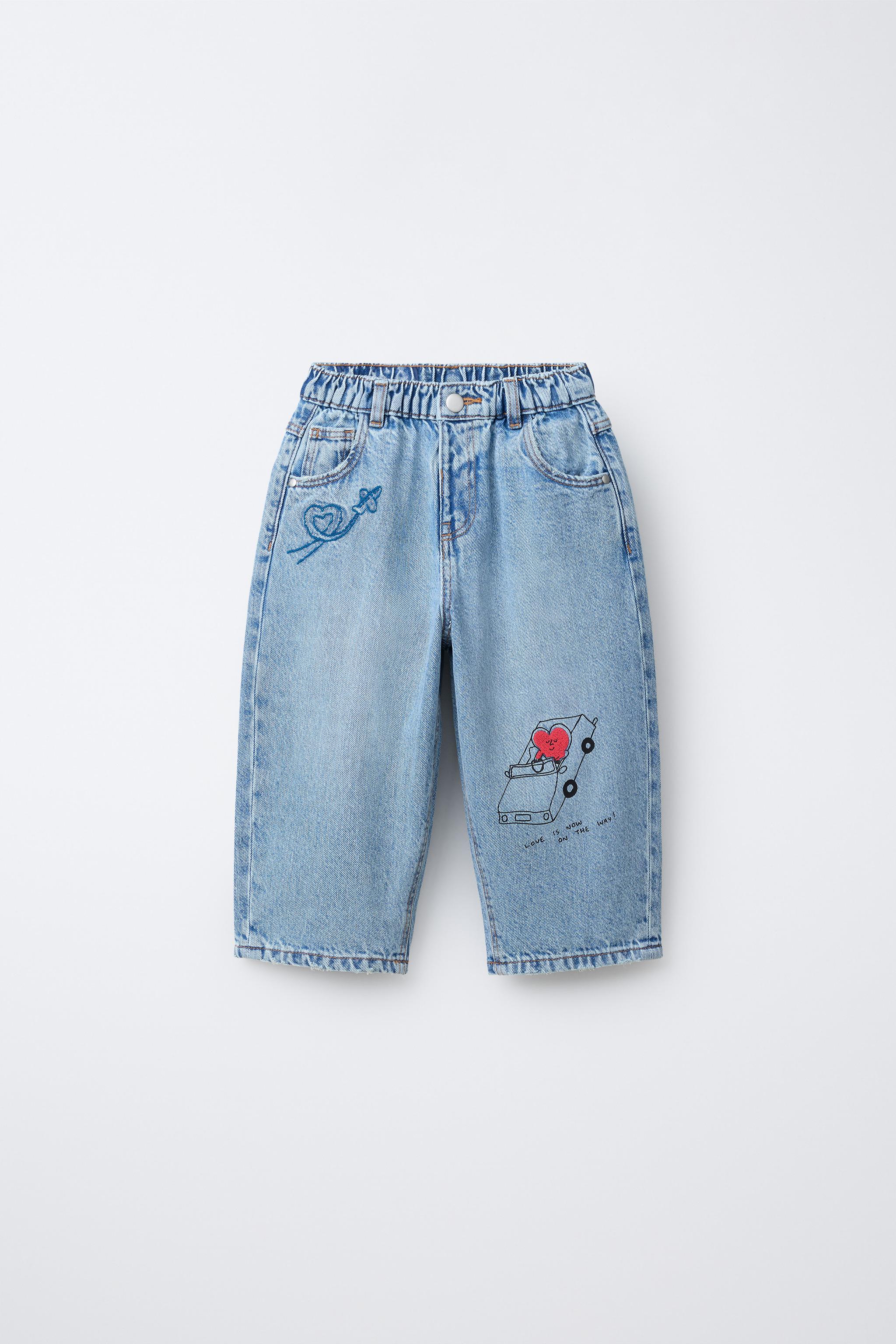 ORFAYO © BAGGY JEANS WITH EMBROIDERED HEARTS